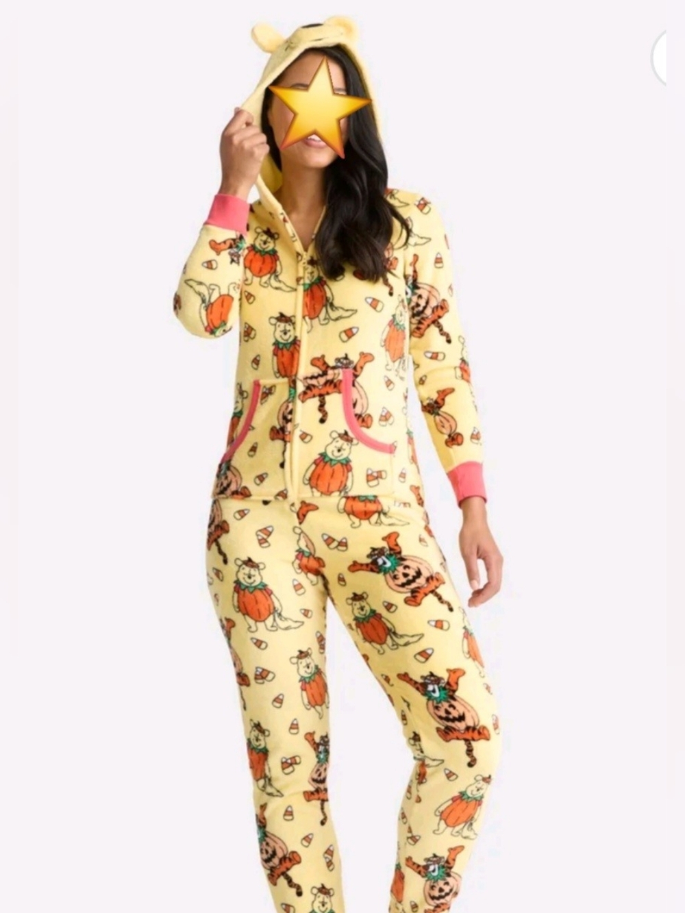 Disney Winnie the Pooh & Friends Halloween Allover Print Fleece Union Suit, Xl